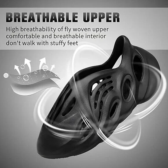 Men's Black Foam Runner Non Slip Cloud Slides Lightweight Sandal Shoes